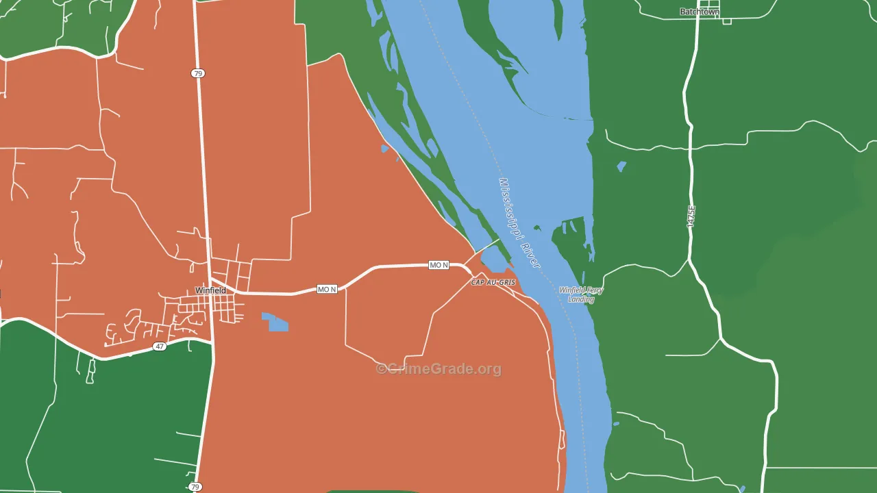Cap au Gris, MO Map of Vehicle Theft Rates