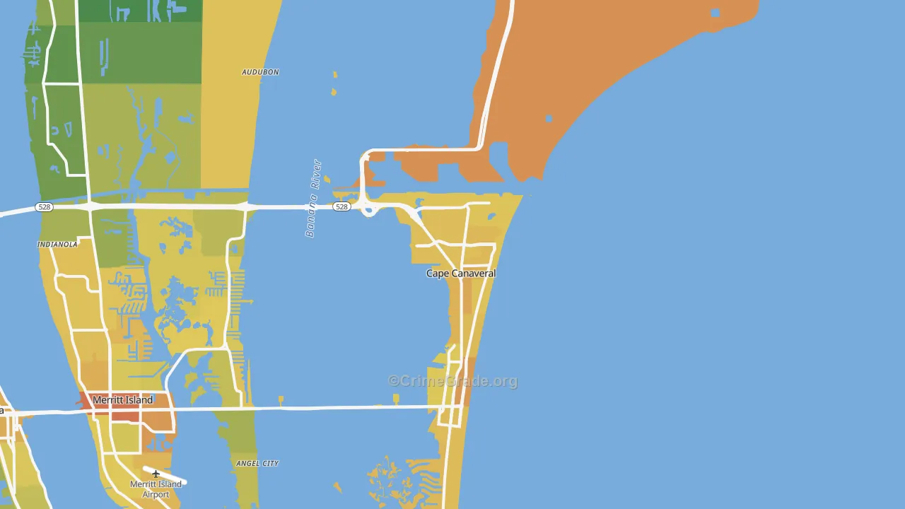 Cape Canaveral, FL Map of Vehicle Theft Rates
