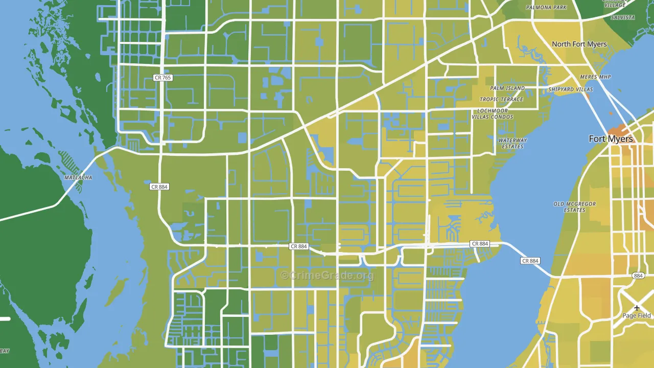 Cape Coral, FL Map of Vehicle Theft Rates