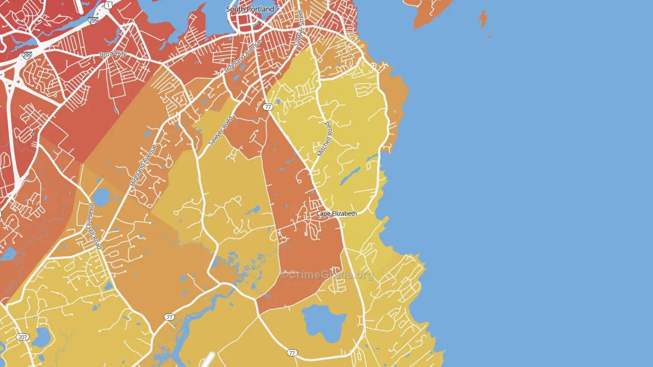 Cape Elizabeth, ME Map of Vehicle Theft Rates