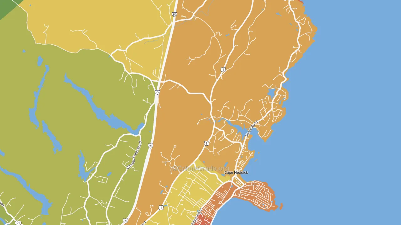 Cape Neddick, ME Map of Vehicle Theft Rates