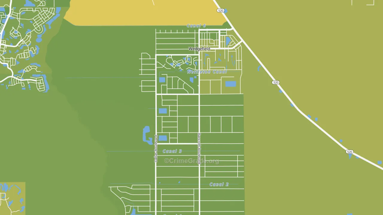 Cape Orl Estates, Wedgefield, FL Map of Vehicle Theft Rates