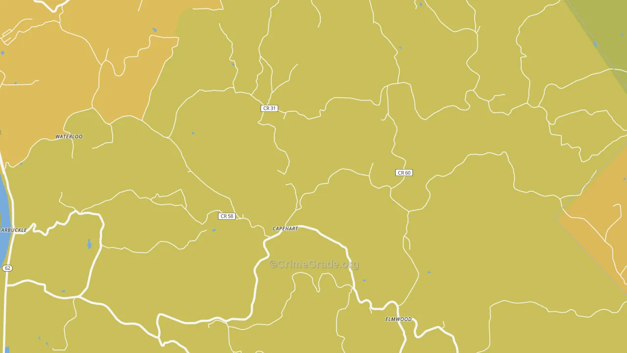 Capehart, WV Map of Vehicle Theft Rates