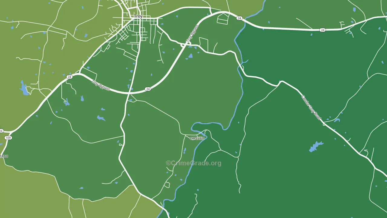 Capelsie, NC Map of Vehicle Theft Rates