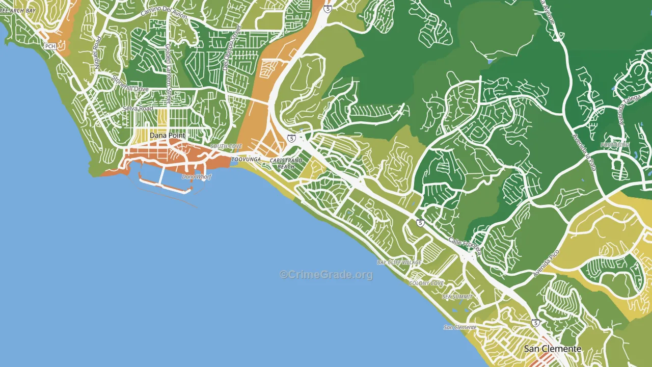 Capistrano Beach, CA Map of Vehicle Theft Rates