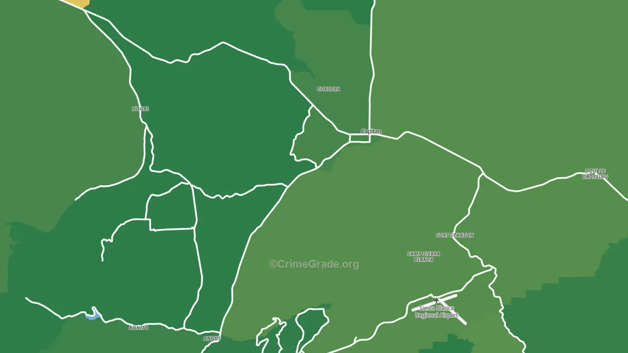 Capitan, NM Map of Vehicle Theft Rates