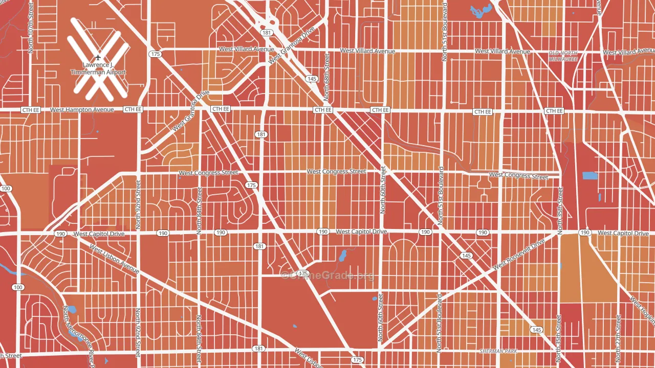 Capitol Heights, Milwaukee, WI Map of Vehicle Theft Rates
