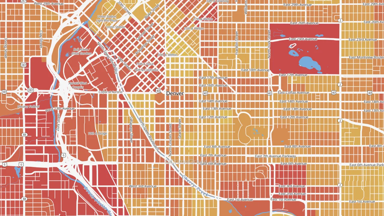 Capitol Hill, Denver, CO Map of Vehicle Theft Rates