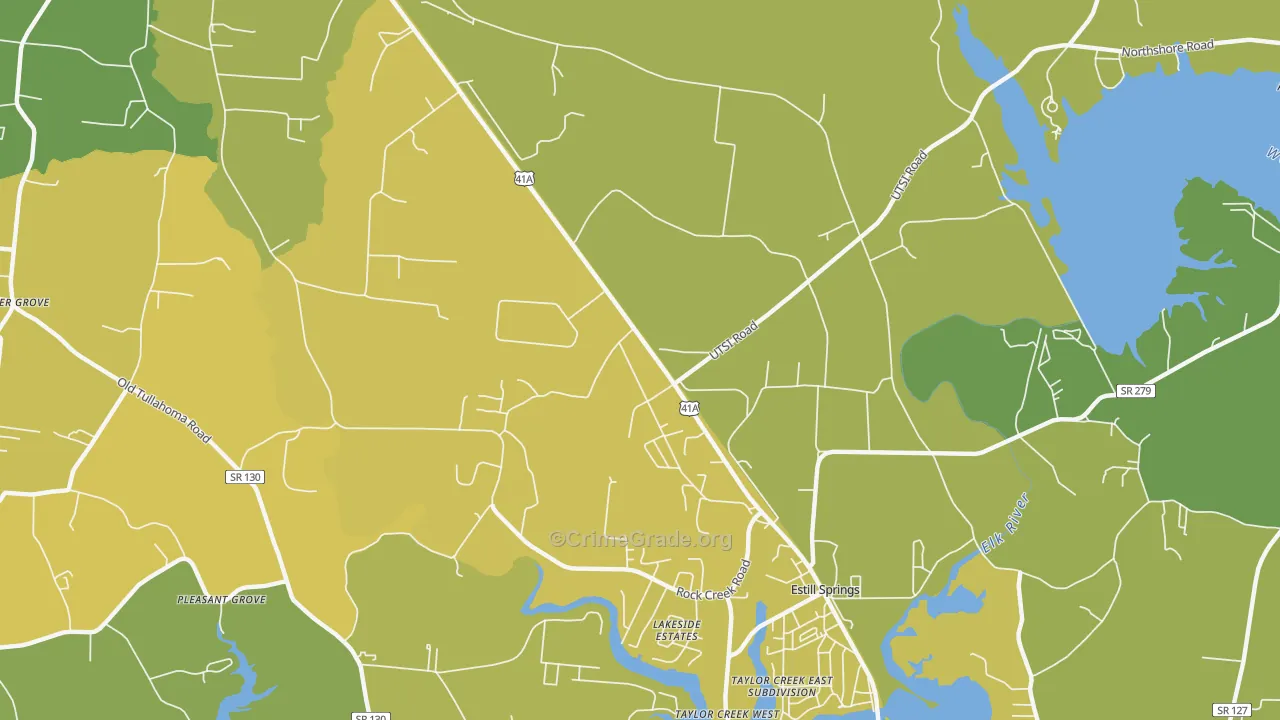 Capitol Hill, TN Map of Vehicle Theft Rates