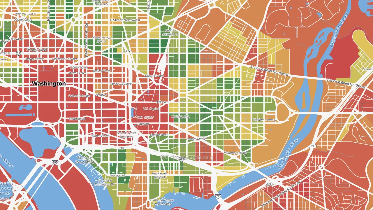 Capitol Hill, Washington, DC Map of Vehicle Theft Rates