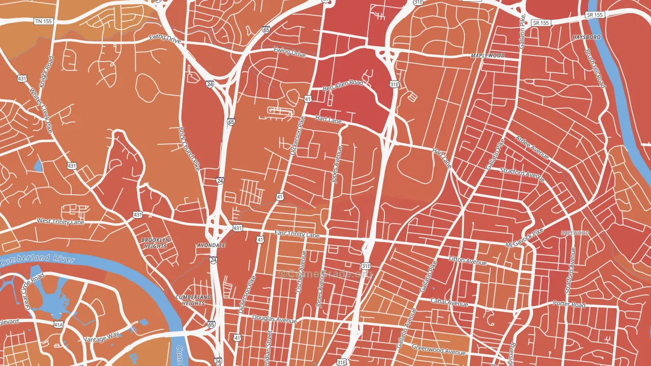 Capitol View, Nashville, TN Map of Vehicle Theft Rates