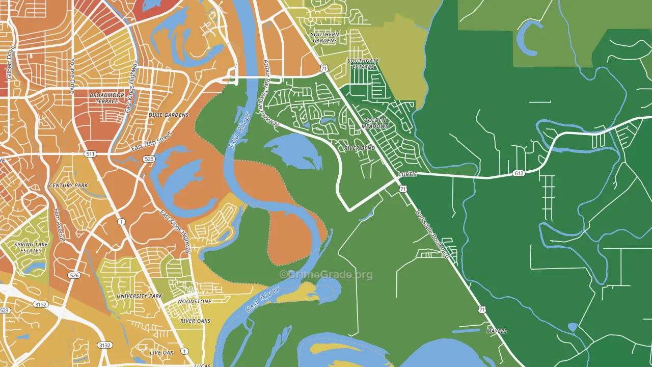 Caplis, LA Map of Vehicle Theft Rates