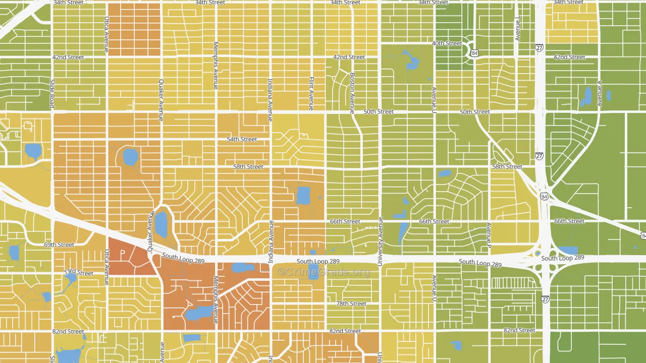 Caprock, Lubbock, TX Map of Vehicle Theft Rates