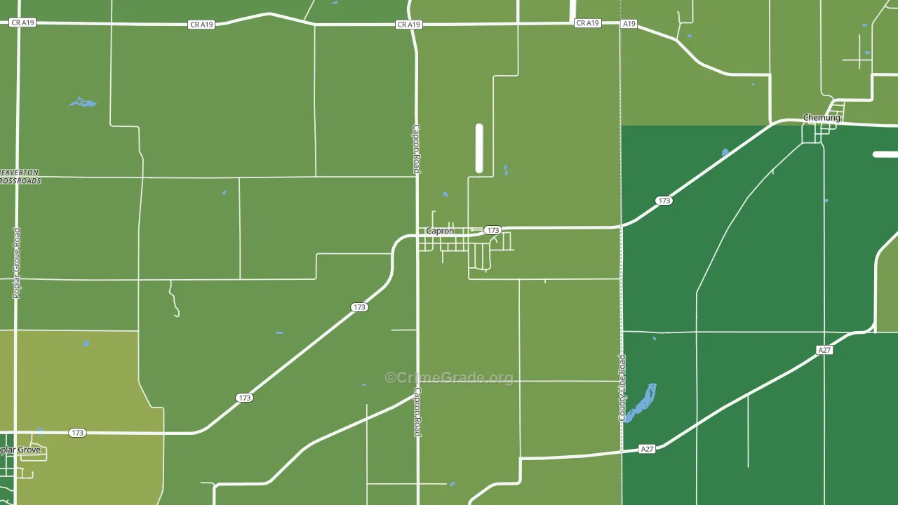 Capron, IL Map of Vehicle Theft Rates
