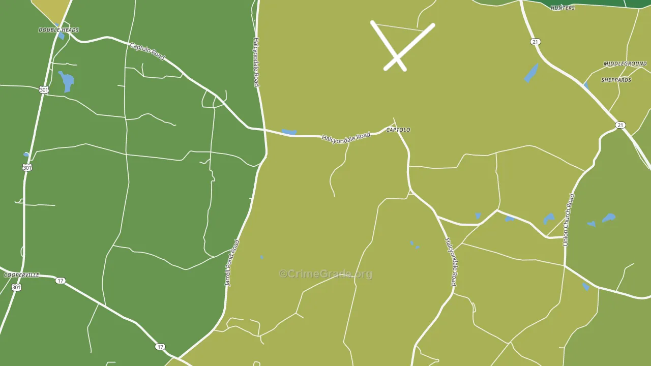 Captolo, GA Map of Vehicle Theft Rates