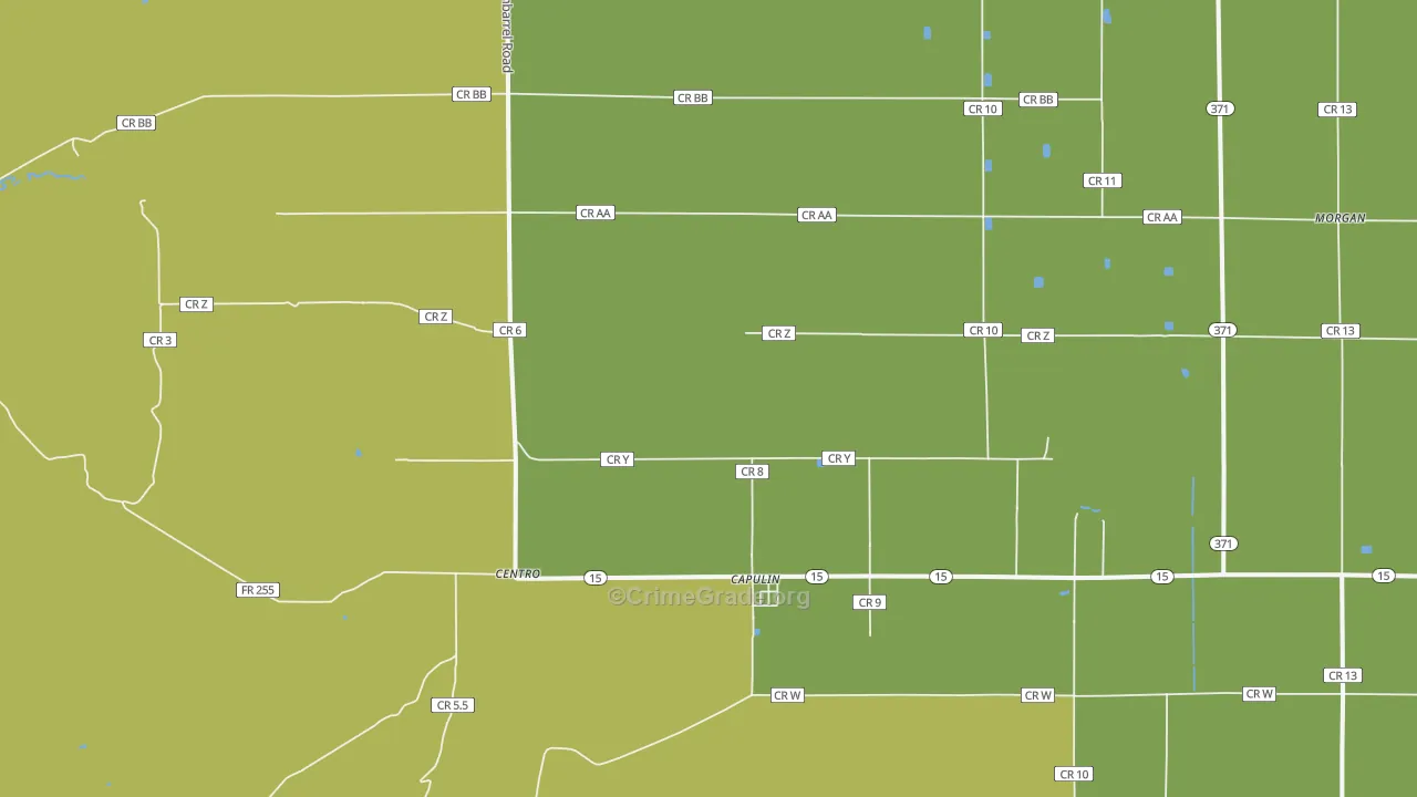 Capulin, CO Map of Vehicle Theft Rates