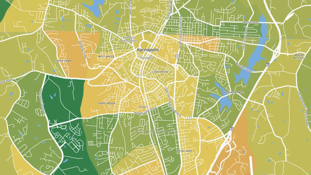 Car Town, Kannapolis, NC Map of Vehicle Theft Rates