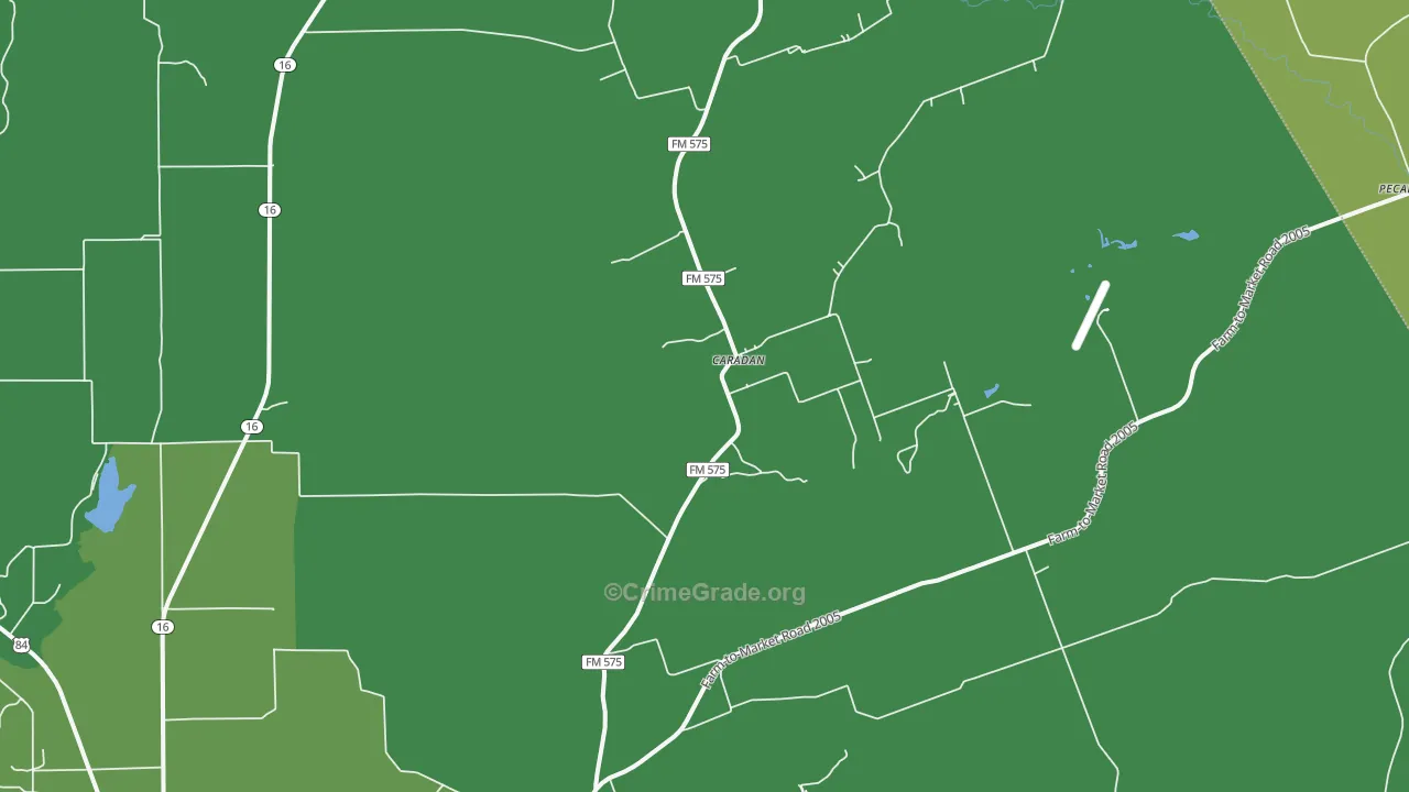 Caradan, TX Map of Vehicle Theft Rates