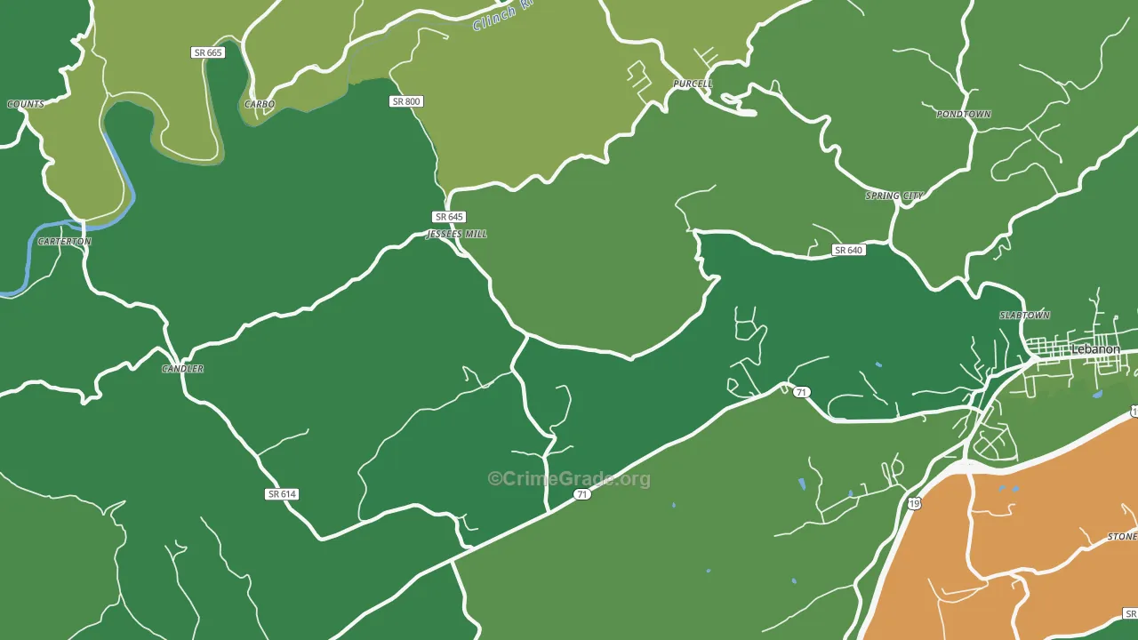 Carbo, VA Map of Vehicle Theft Rates