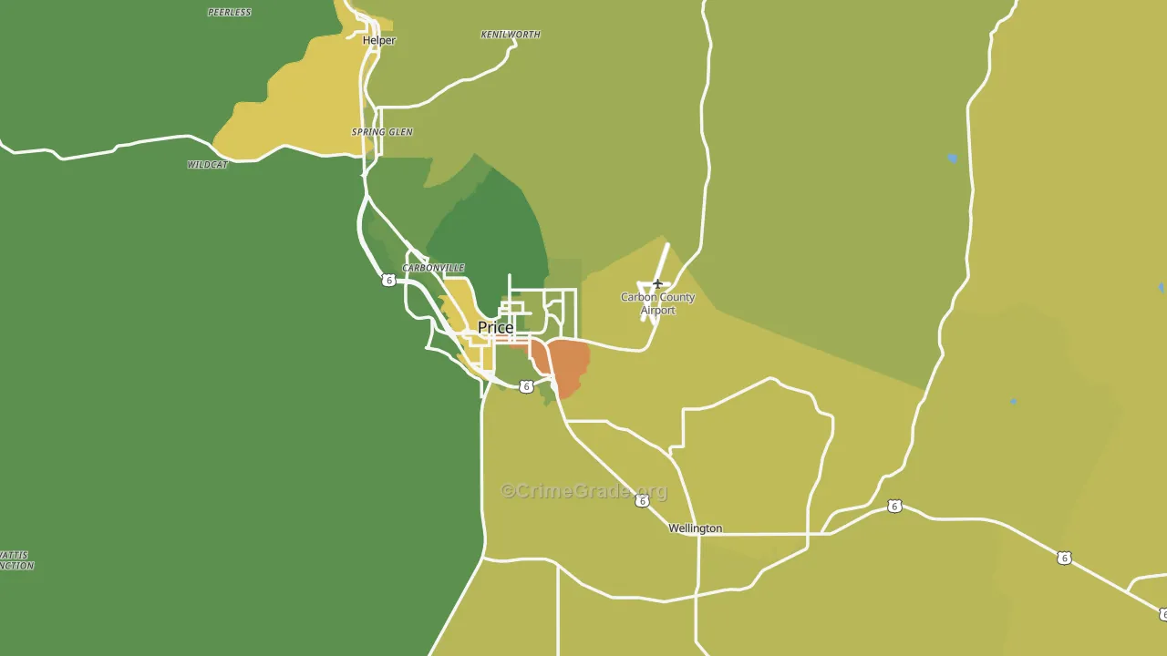 Carbon County, UT Map of Vehicle Theft Rates