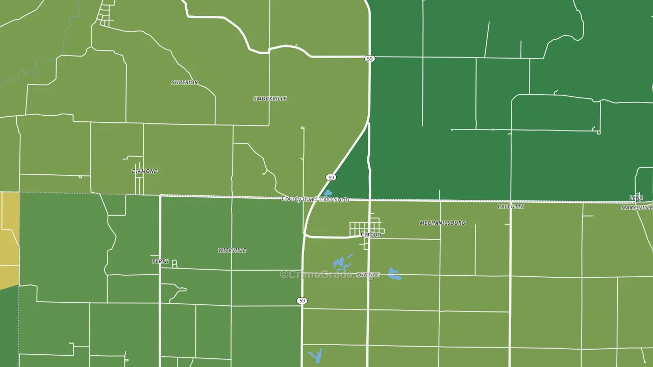 Carbon, IN Map of Vehicle Theft Rates