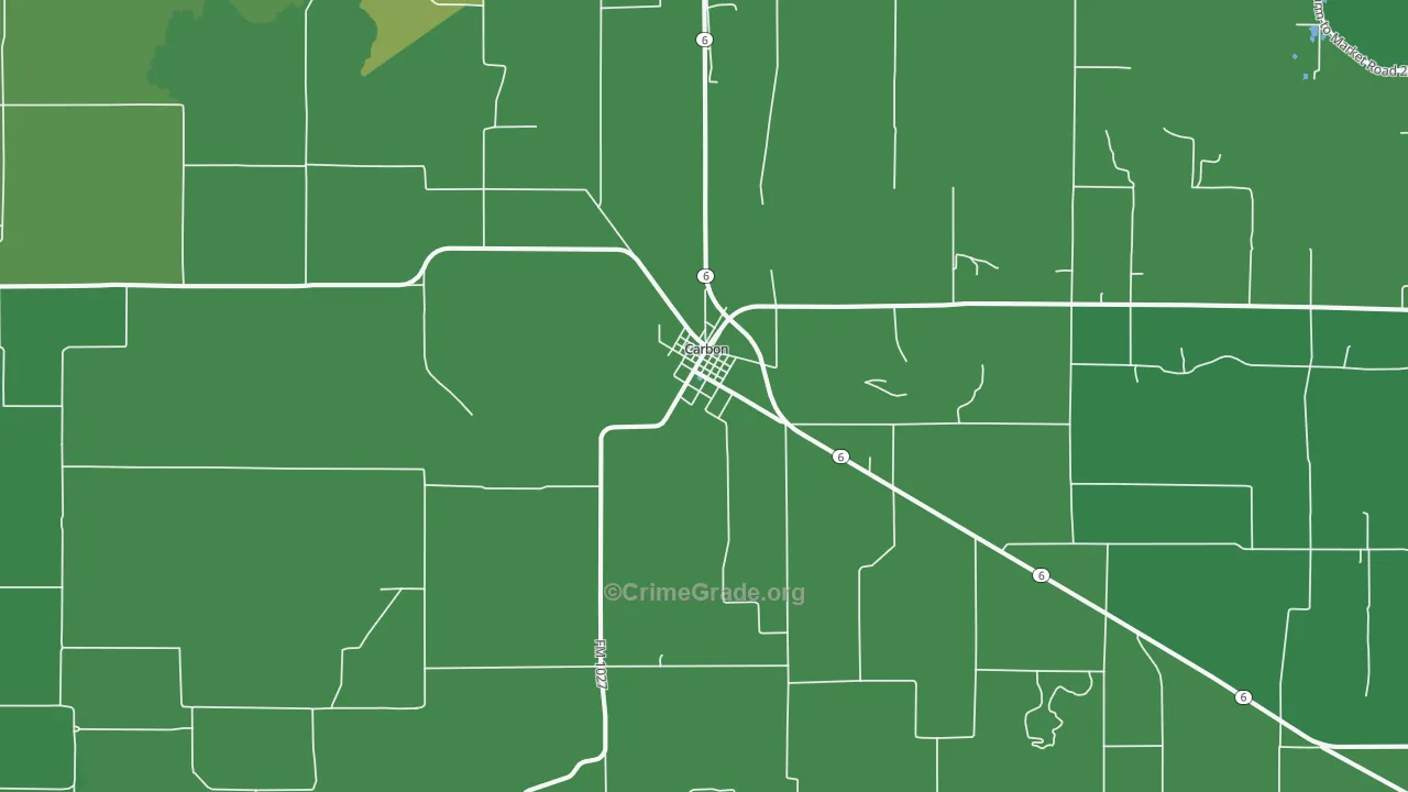 Carbon, TX Map of Vehicle Theft Rates