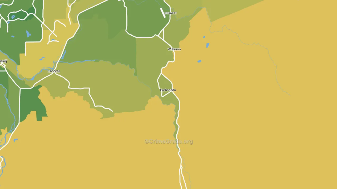 Carbonado, WA Map of Vehicle Theft Rates