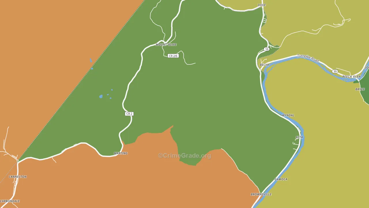 Carbondale, WV Map of Vehicle Theft Rates