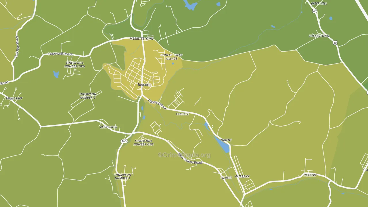 Cardale, PA Map of Vehicle Theft Rates