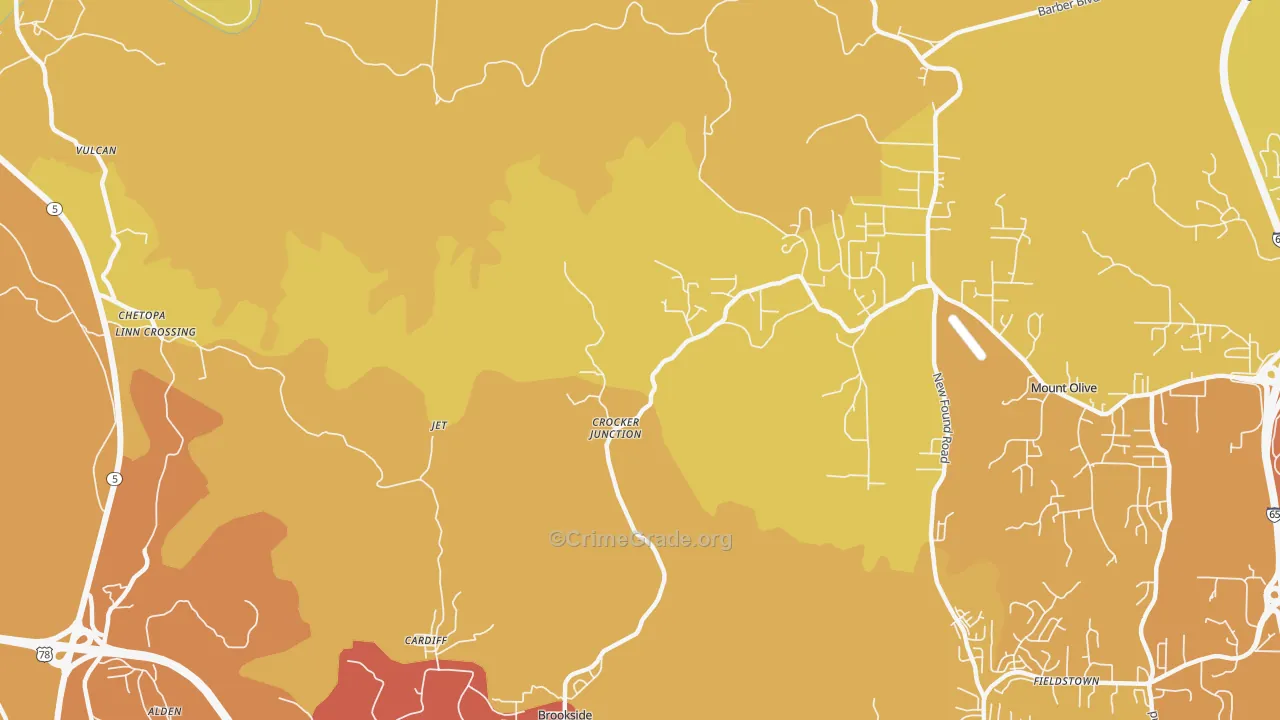 Cardiff, AL Map of Vehicle Theft Rates