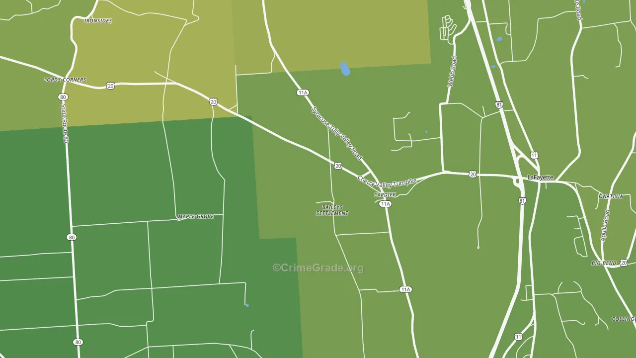 Cardiff, NY Map of Vehicle Theft Rates