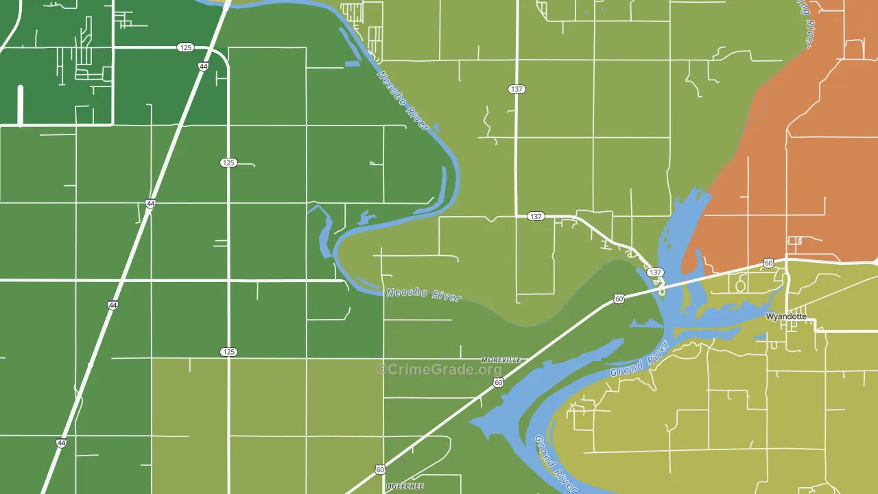Cardin, OK Map of Vehicle Theft Rates