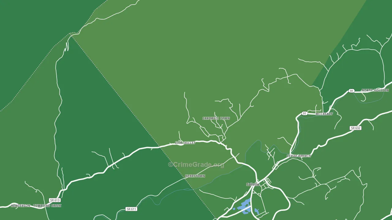 Cardwell Town, VA Map of Vehicle Theft Rates