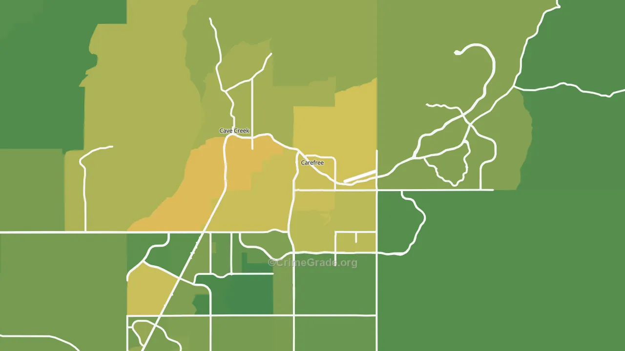 Carefree, AZ Map of Vehicle Theft Rates