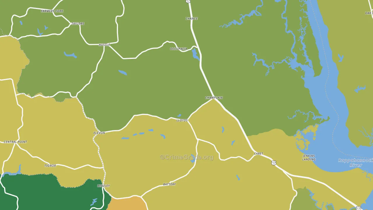 Caret, VA Map of Vehicle Theft Rates