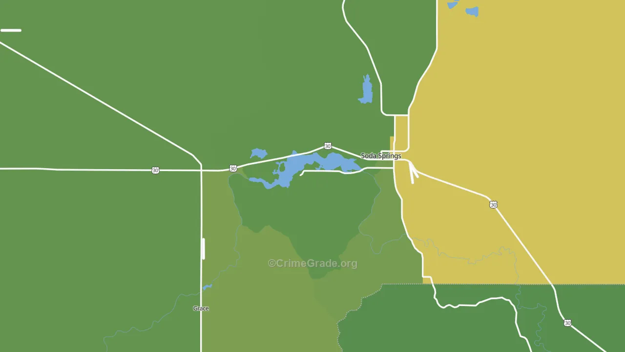 Caribou County, ID Map of Vehicle Theft Rates