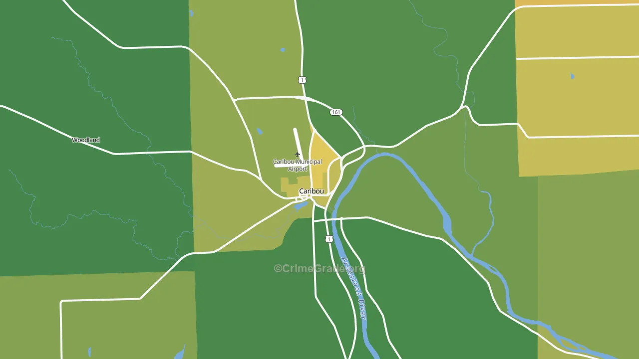 Caribou, ME Map of Vehicle Theft Rates