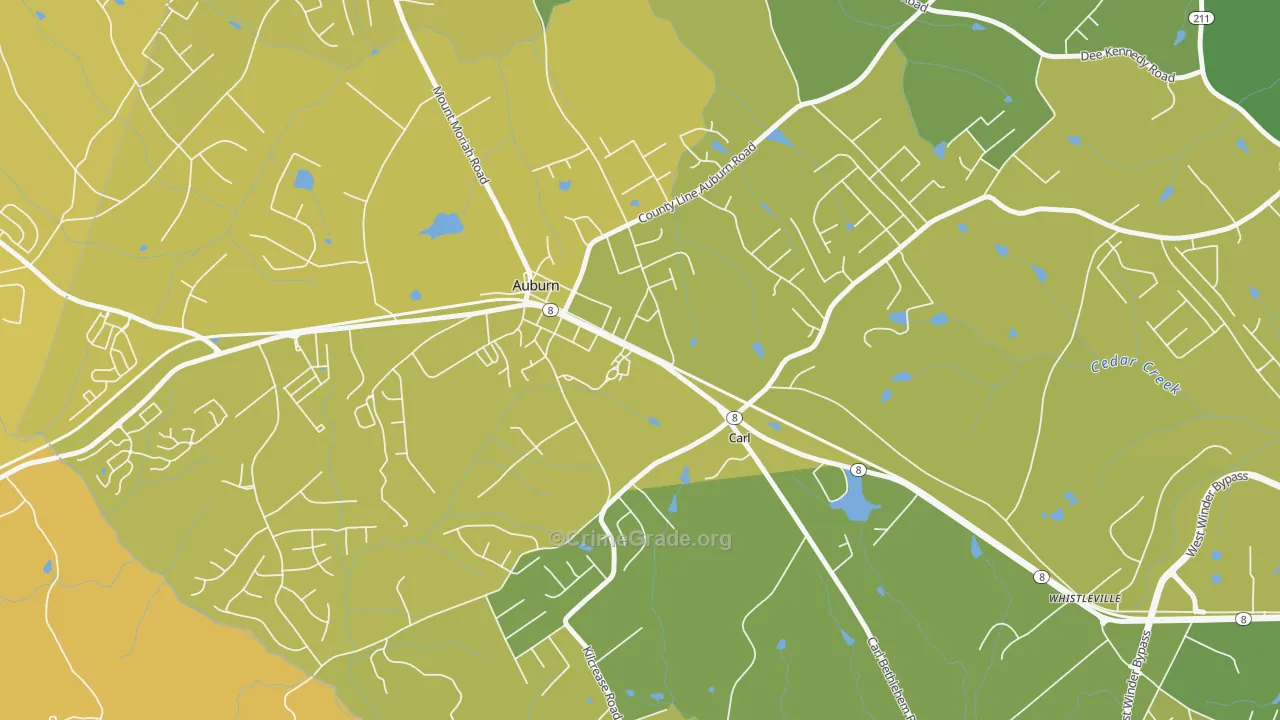Carl, GA Map of Vehicle Theft Rates