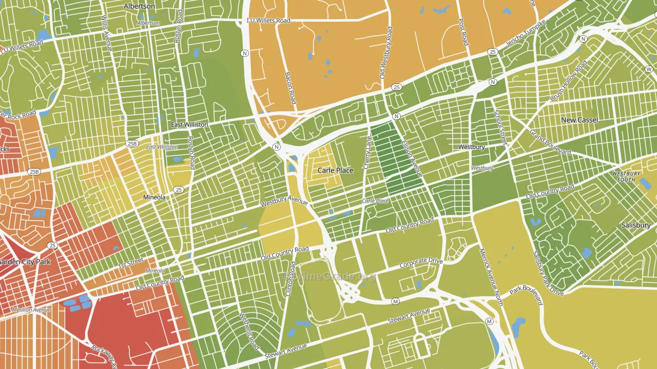 Carle Place, NY Map of Vehicle Theft Rates