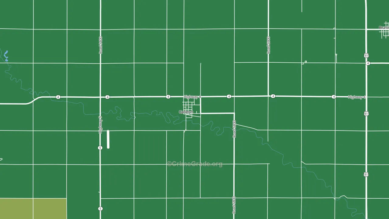 Carleton, NE Map of Vehicle Theft Rates