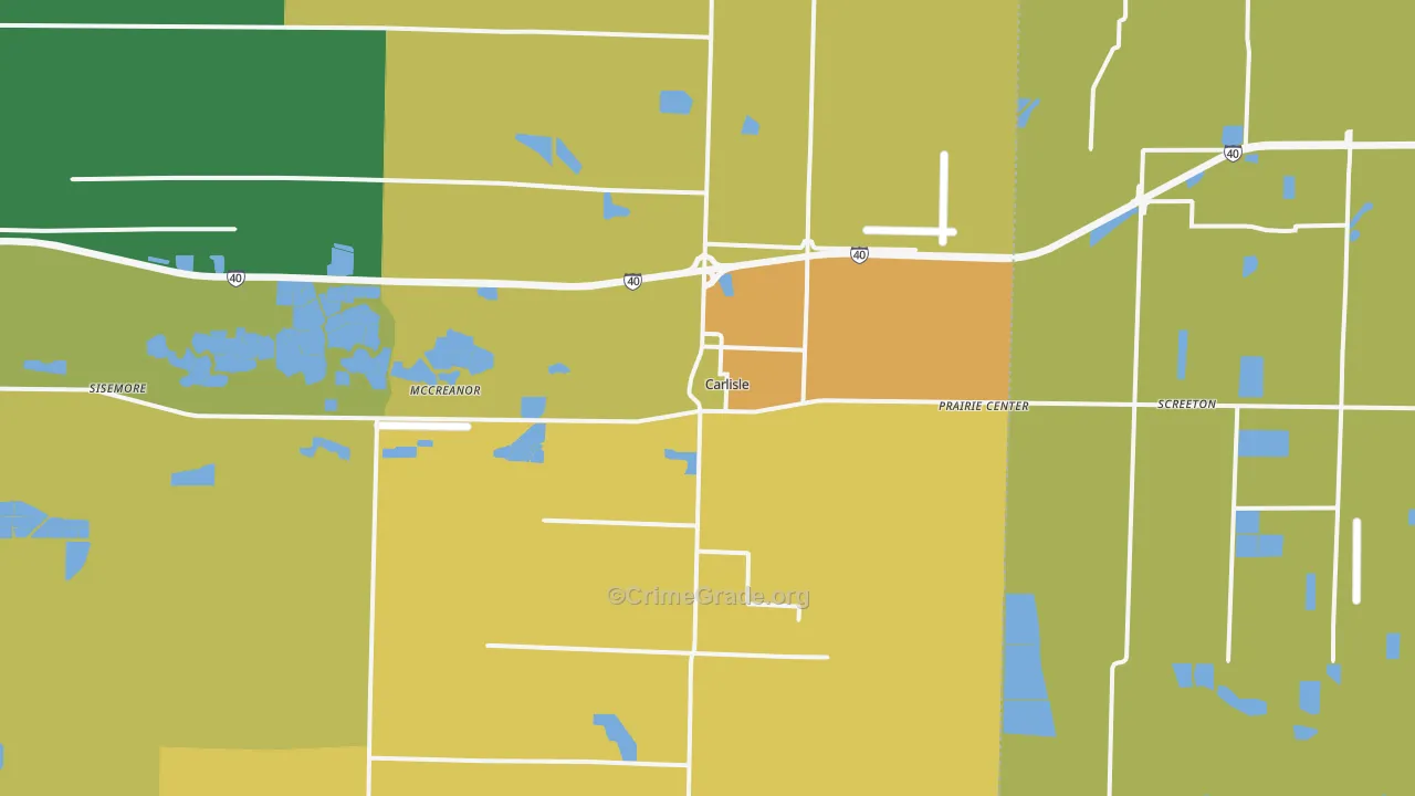 Carlisle, AR Map of Vehicle Theft Rates