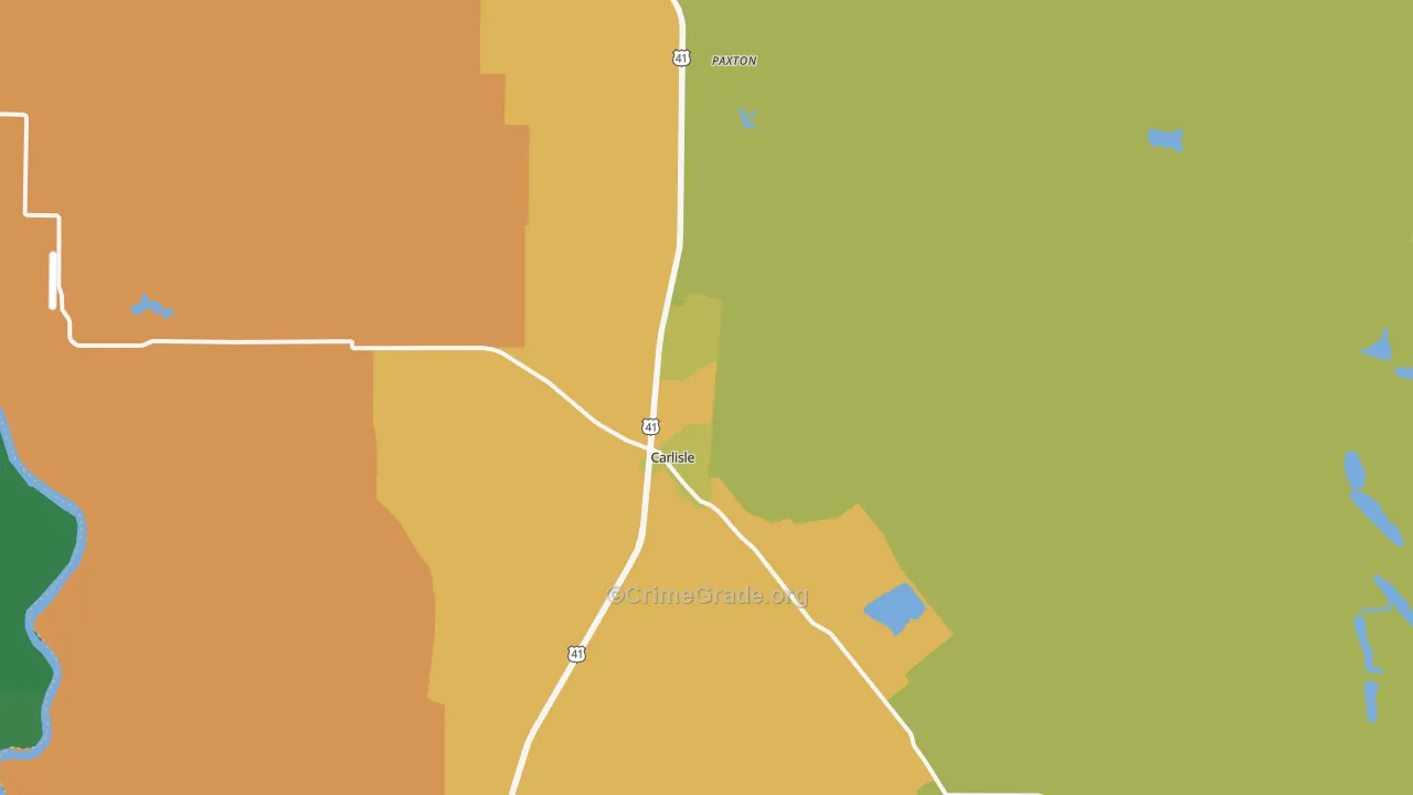 Carlisle, IN Map of Vehicle Theft Rates
