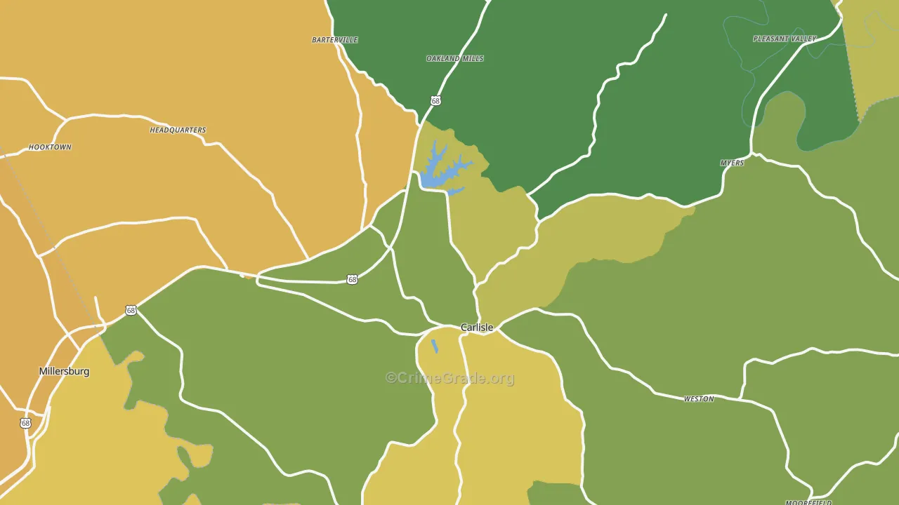 Carlisle, KY Map of Vehicle Theft Rates