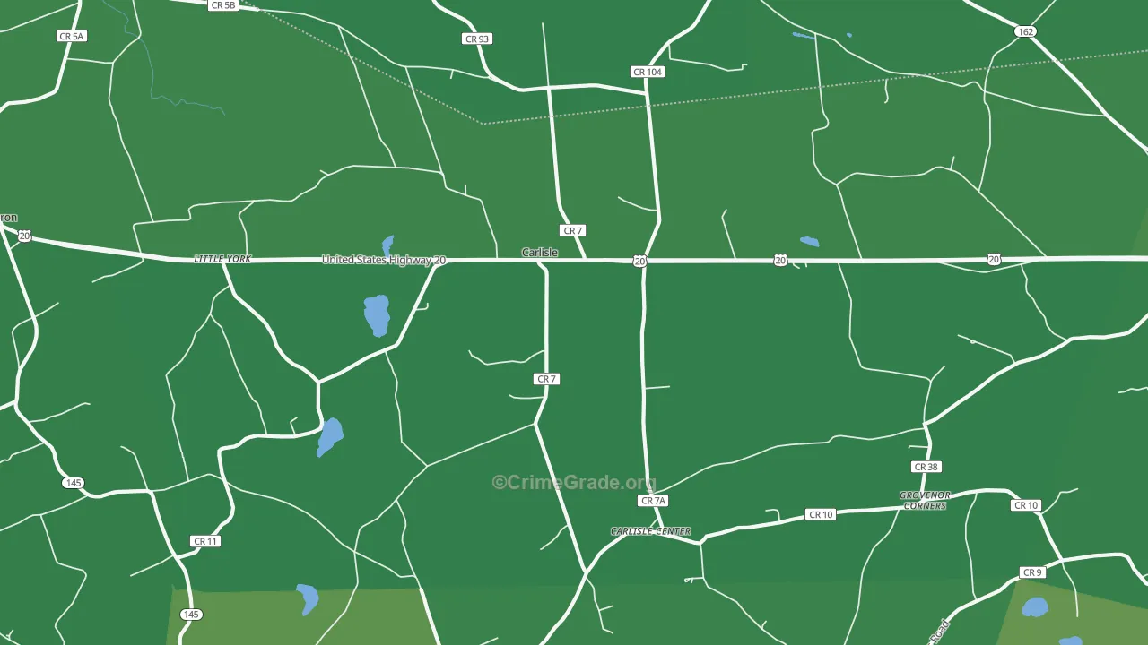 Carlisle, NY Map of Vehicle Theft Rates
