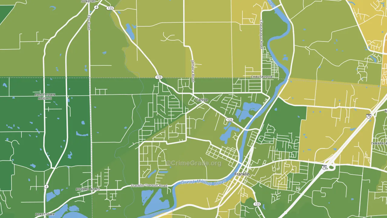Carlisle, OH Map of Vehicle Theft Rates