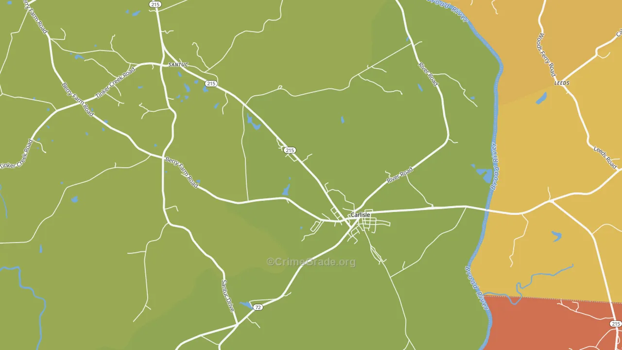 Carlisle, SC Map of Vehicle Theft Rates
