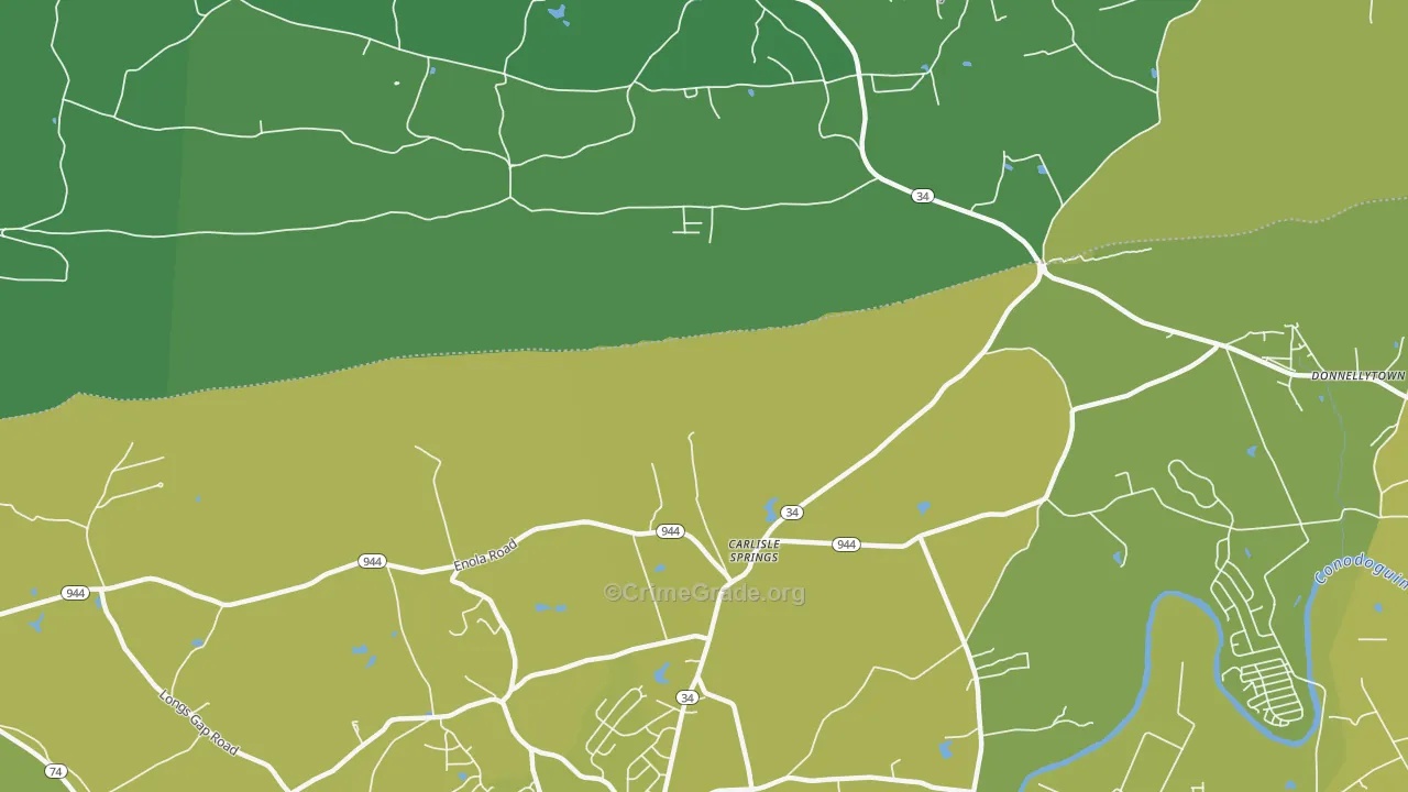 Carlisle Springs, PA Map of Vehicle Theft Rates