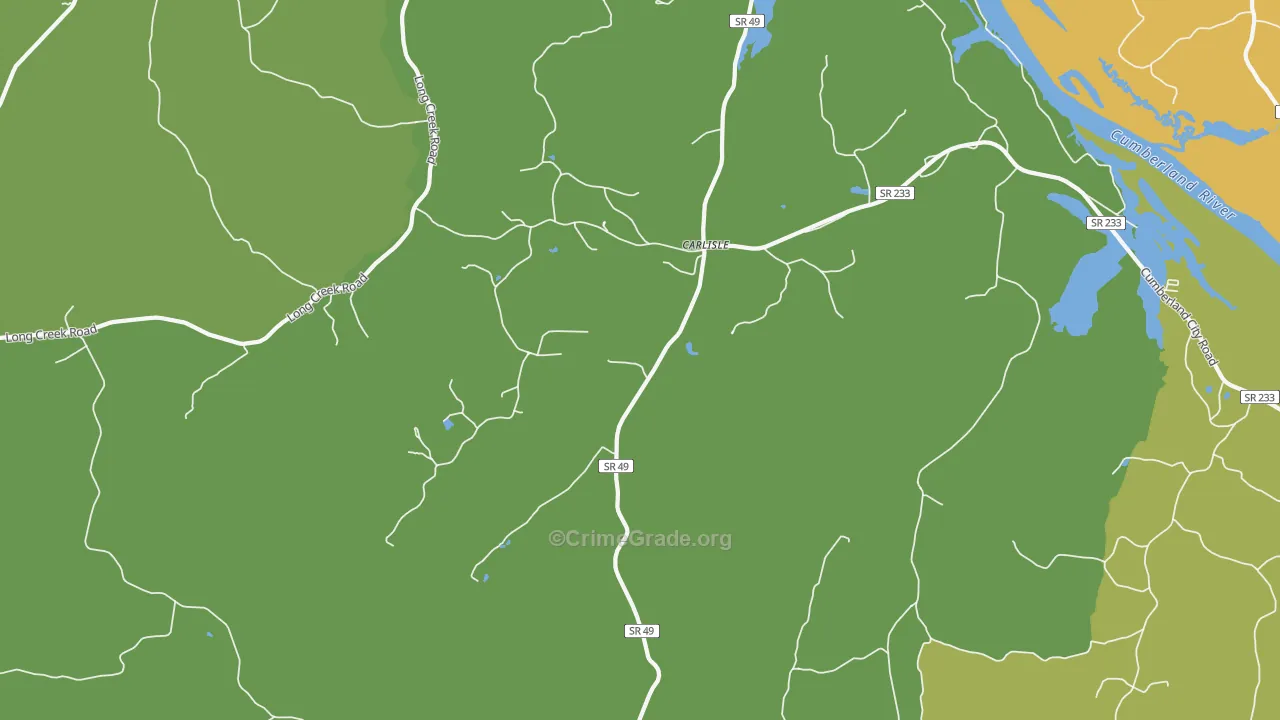 Carlisle, TN Map of Vehicle Theft Rates