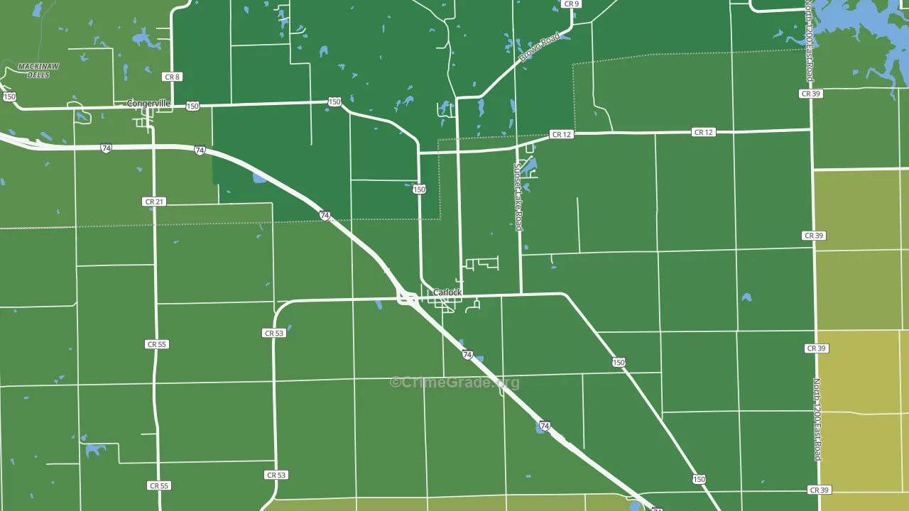 Carlock, IL Map of Vehicle Theft Rates