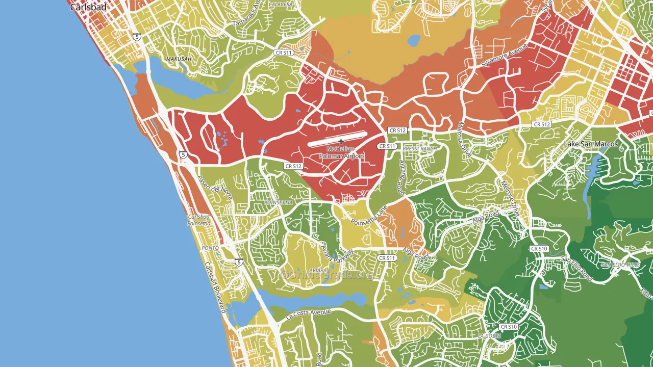 Carlsbad, CA Map of Vehicle Theft Rates